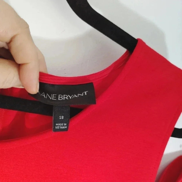 Lane Bryant Red Dress Slash Shoulder Plus Size 18 - Picture 2 of 15